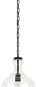 Henn&Hart 11" Wide Blackened Bronze Pendant Light Fixture - Modern Glass Shade for Kitchen and Living Room Decor, Stylis