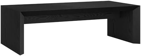 Henn&Hart 22" Wide Rectangular Side Table - Natural Black Finish - Perfect for Home, Living Room, Bedroom, Office & Ente
