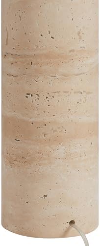 Henn&Hart 29'' Eclectic Table Lamp with White Fabric Shade for Living Room & Bedroom - Natural Travertine Stone, Stylish