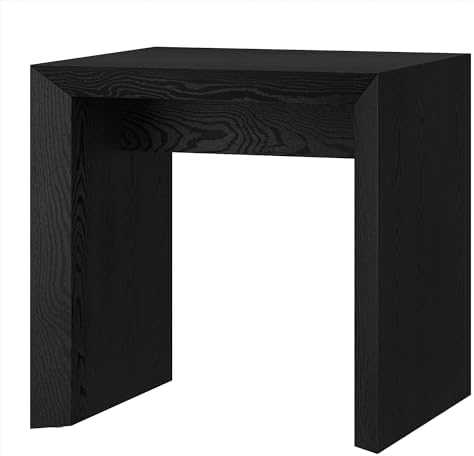 Henn&Hart 22" Wide Rectangular Side Table - Natural Black Finish - Perfect for Home, Living Room, Bedroom, Office & Ente