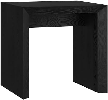 Henn&Hart 22" Wide Rectangular Side Table - Natural Black Finish - Perfect for Home, Living Room, Bedroom, Office & Ente