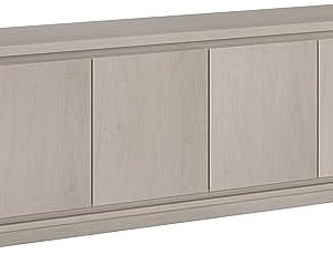 Henn&Hart TV Stand for 75'' TVs | Modern Alder White Design | Adjustable Shelves & Concealed Storage for Living Room or