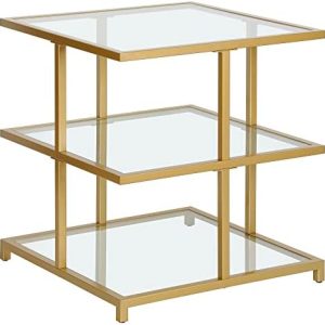 Henn&Hart 22" Wide Brass Square Side Table for Home & Office - Stylish Living Room & Bedroom Furniture with Versatile De