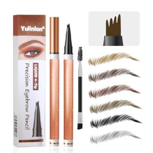 4-Tip Eyebrow Pen | Waterproof Long-Lasting Brow Pencil for Professional Makeup | 2# Dark Brown | Ideal for Perfecting E