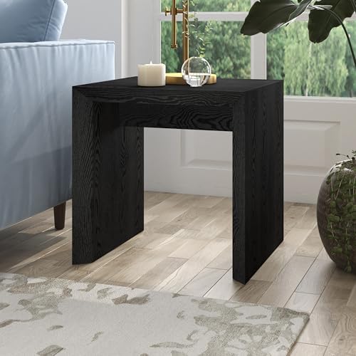 Henn&Hart 22" Wide Rectangular Side Table - Natural Black Finish - Perfect for Home, Living Room, Bedroom, Office & Ente