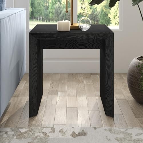 Henn&Hart 22" Wide Rectangular Side Table - Natural Black Finish - Perfect for Home, Living Room, Bedroom, Office & Ente