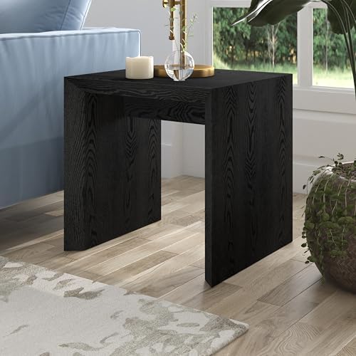 Henn&Hart 22" Wide Rectangular Side Table - Natural Black Finish - Perfect for Home, Living Room, Bedroom, Office & Ente