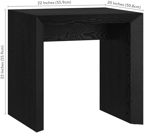 Henn&Hart 22" Wide Rectangular Side Table - Natural Black Finish - Perfect for Home, Living Room, Bedroom, Office & Ente