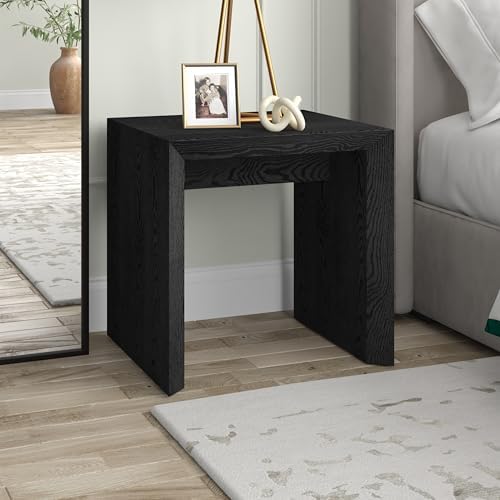 Henn&Hart 22" Wide Rectangular Side Table - Natural Black Finish - Perfect for Home, Living Room, Bedroom, Office & Ente